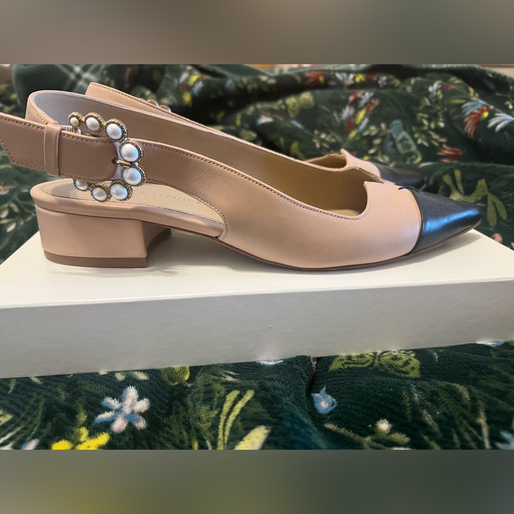 Camilla Elphick 'Alicia' Slingback Flats in Taupe/Black-ASO Kate Middleton (39) - Picture 5 of 13